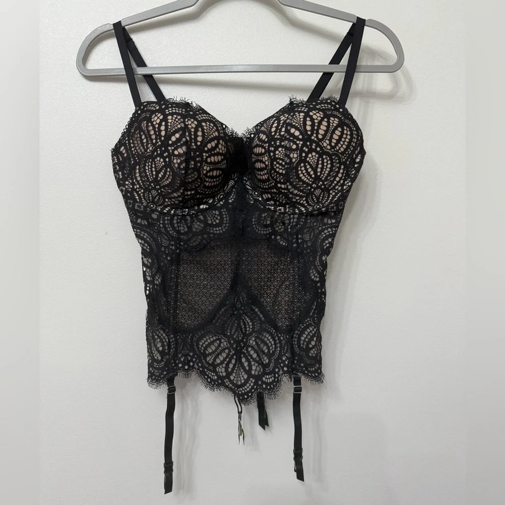 Victorias Secret Black Lace Bustier Top - Picture 1 of 7